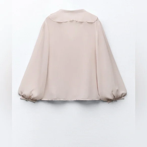 ZARA Ruffled Chiffon Blouse – Size M | Elegant & Feminine - Picture 6 of 7